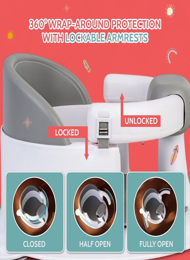 BEBECAN Non-Slip Baby Bath Seats 6-12 Months, Toddler Bathtub Chair with Washable Cusion, Cap Brush & Shower Mug, Infant Chair Comfortable Baby Bath Support for Safe Bathing & Sit Up Bathtub Support - Image 3