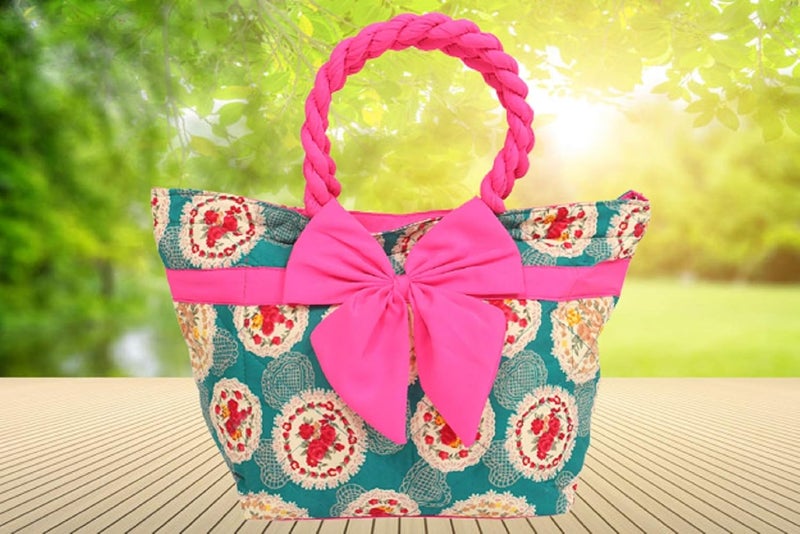 Kuber Industries Bow Design Satin Womens Handbag Green - Image 2