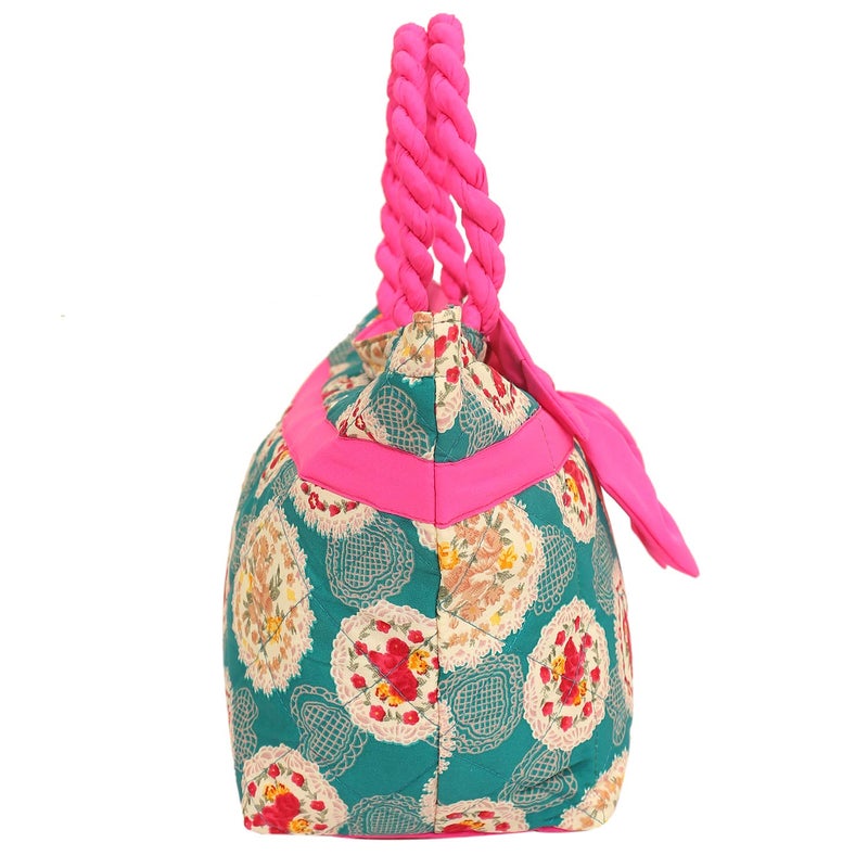 Kuber Industries Bow Design Satin Womens Handbag Green - Image 4