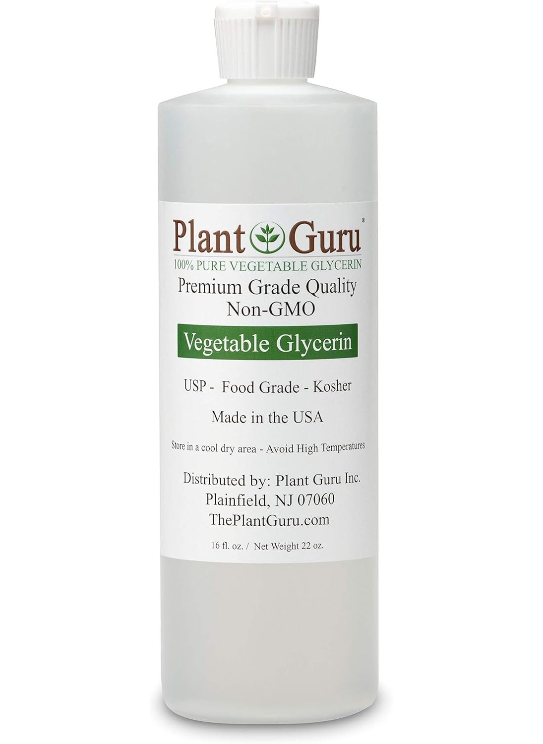 Plant Guru - Plant Guru Vegetable Glycerine/Glycerin 16 oz. USP Food Grade Kosher - Great For Skin, Hair, Face, Body, Crafts And DIY Soap Making. - Image 1