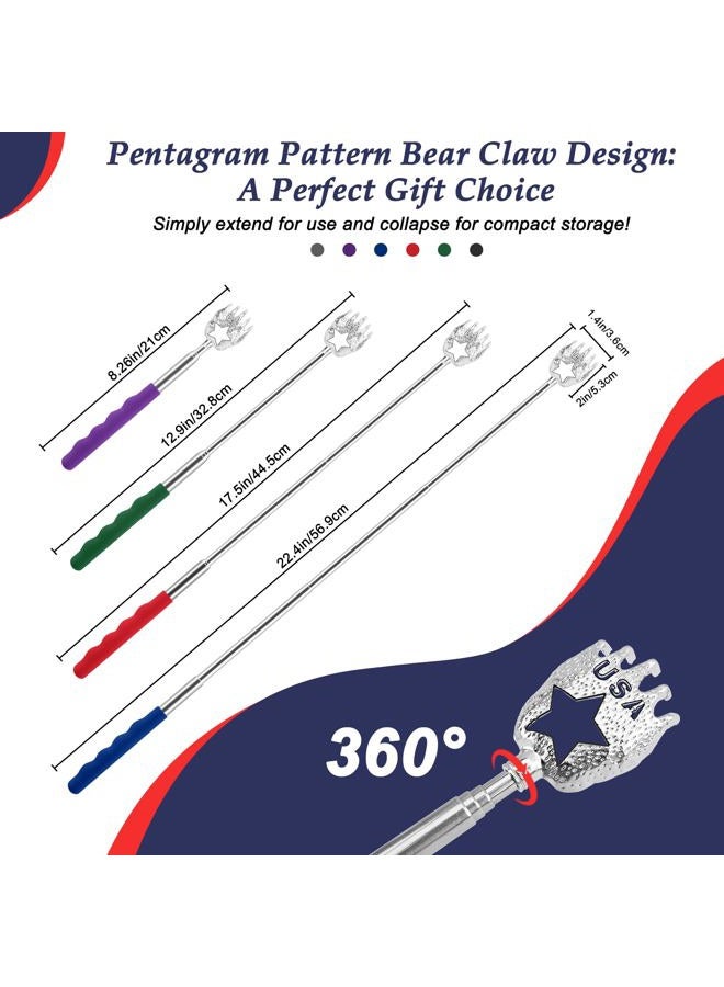 HOFASON 6 Pack USA Back Scratcher, Small Funny Gifts for Men Women, Christmas Stocking Stuffers, White Elephant Gifts for Adults, Game Prizes for Adults Extendable Portable Bulk Back Massager Tool - Image 2