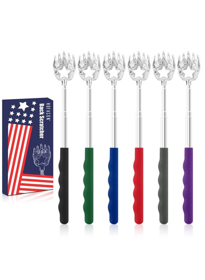 HOFASON 6 Pack USA Back Scratcher, Small Funny Gifts for Men Women, Christmas Stocking Stuffers, White Elephant Gifts for Adults, Game Prizes for Adults Extendable Portable Bulk Back Massager Tool - Image 1