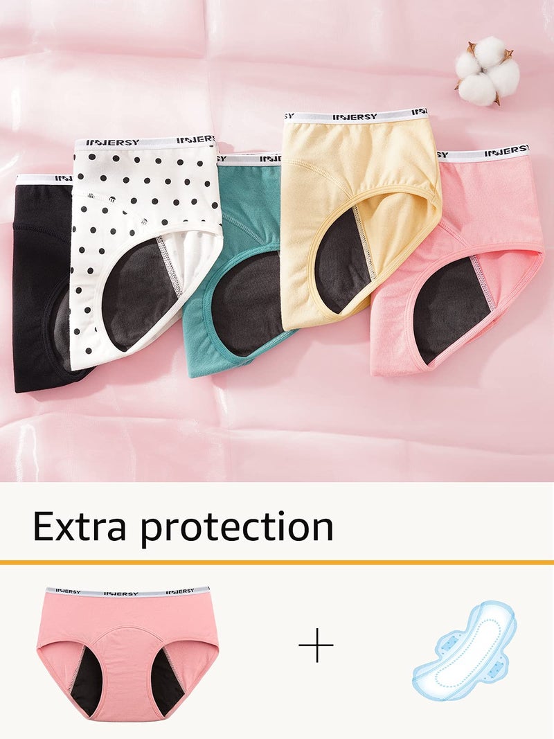 INNERSY Period Underwear for Teens Girls Cotton Leak-Proof Menstrual Panties 3-Pack(Basics,M(10-12 yrs)) - Image 5