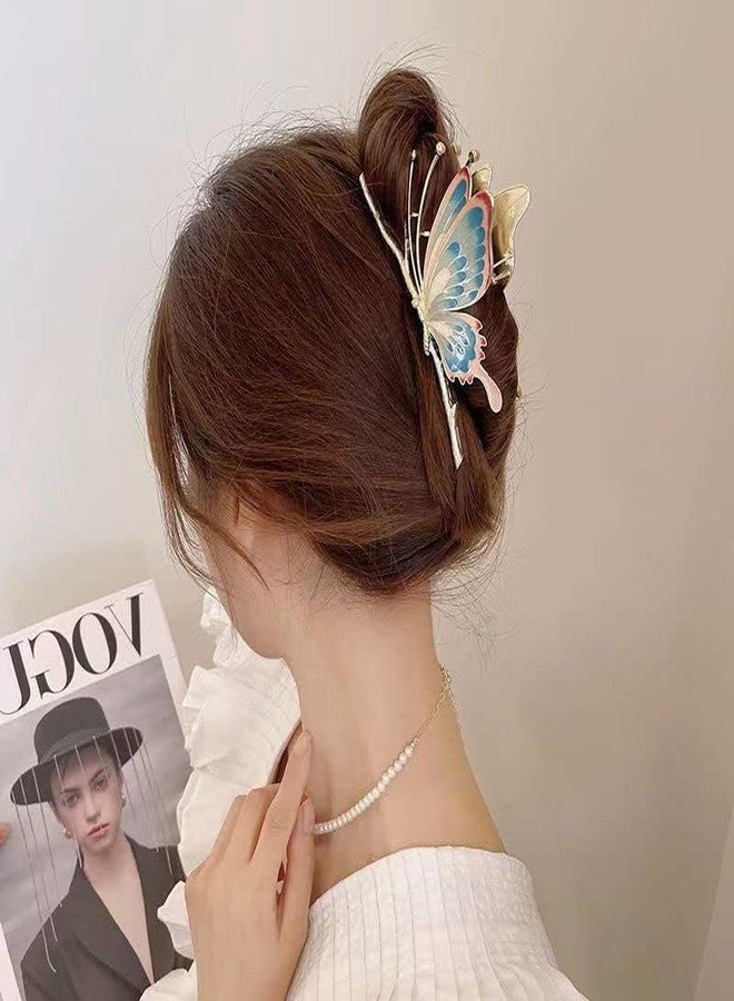 FREEBIES Large Enamel Butterfly Claw for Women 12 cm Butterfly claw Butterfly Hair Clip Hair Claw Metal Hair Clips Pearl Hair Clip - Image 4