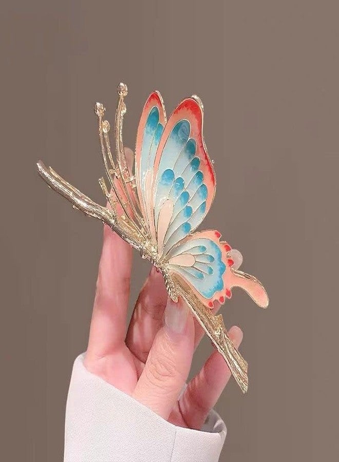 FREEBIES Large Enamel Butterfly Claw for Women 12 cm Butterfly claw Butterfly Hair Clip Hair Claw Metal Hair Clips Pearl Hair Clip - Image 2
