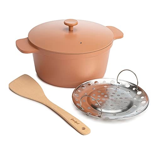 Goodful AllInOne Pot Multilayer Nonstick High Performance Cast Dutch Oven With Matching Lid Roasting Rack And Turner Made Without PFOA Dishwasher Safe Cookware 47Quart Terracotta