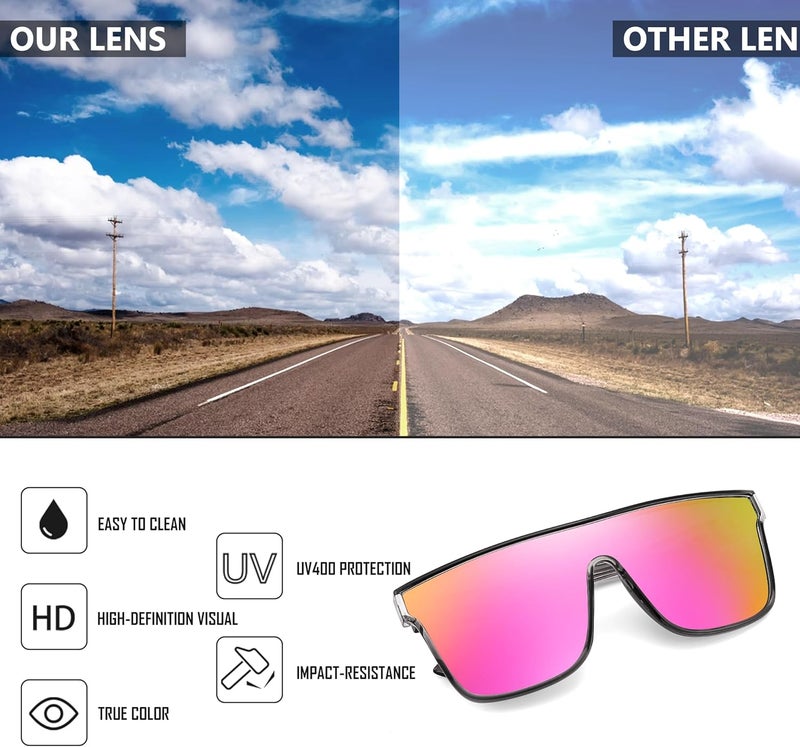 FEISEDY Fashion Flat Top Sunglasses Trendy Oversized Square Shades Women Men UV400 B2996 - Image 5