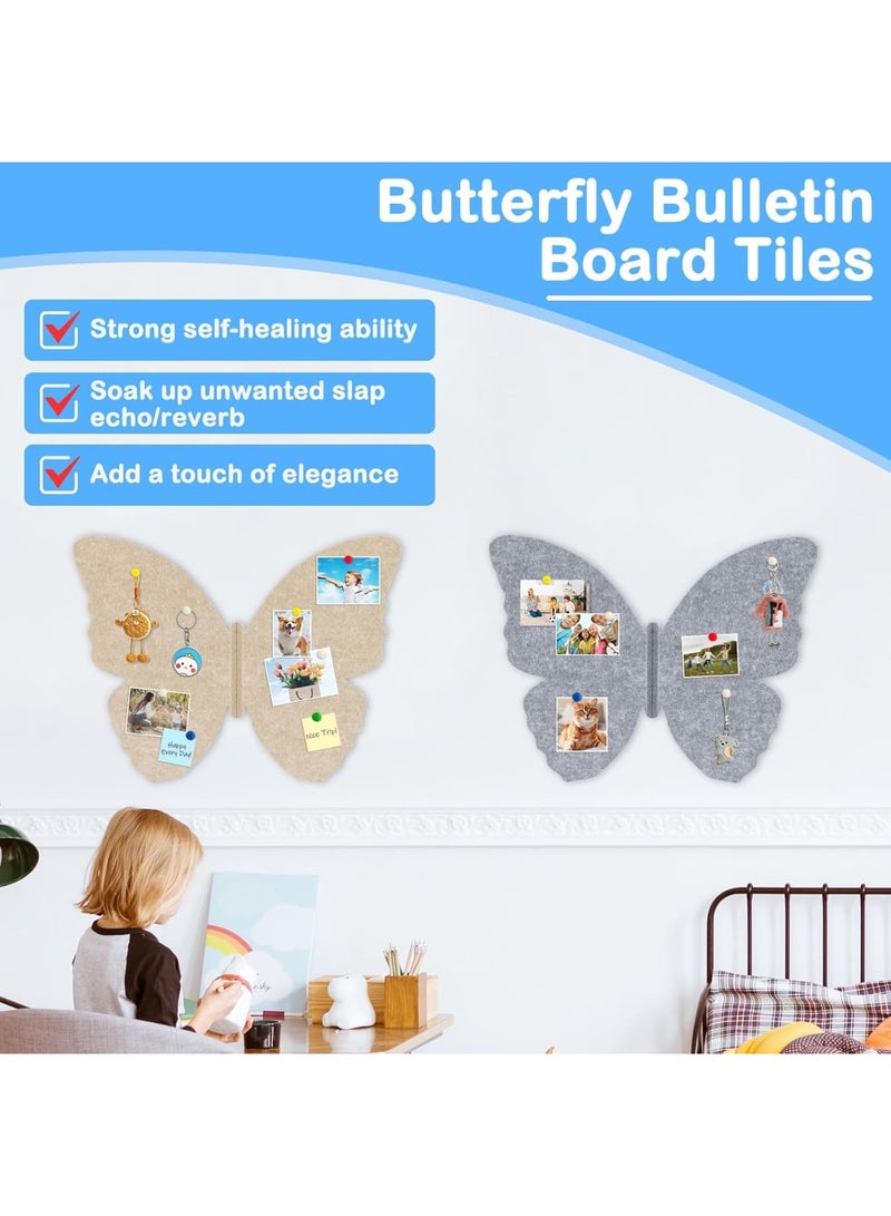 Butterfly Cork Boards with Felt Surface,Self-Adhesive Bulletin Boards for Wall Organization and Decoration,Ideal for Home,School,Office Use,Murals for Creative Display(2PCS,Camel u0026 Gray,16 x 12) - Image 3