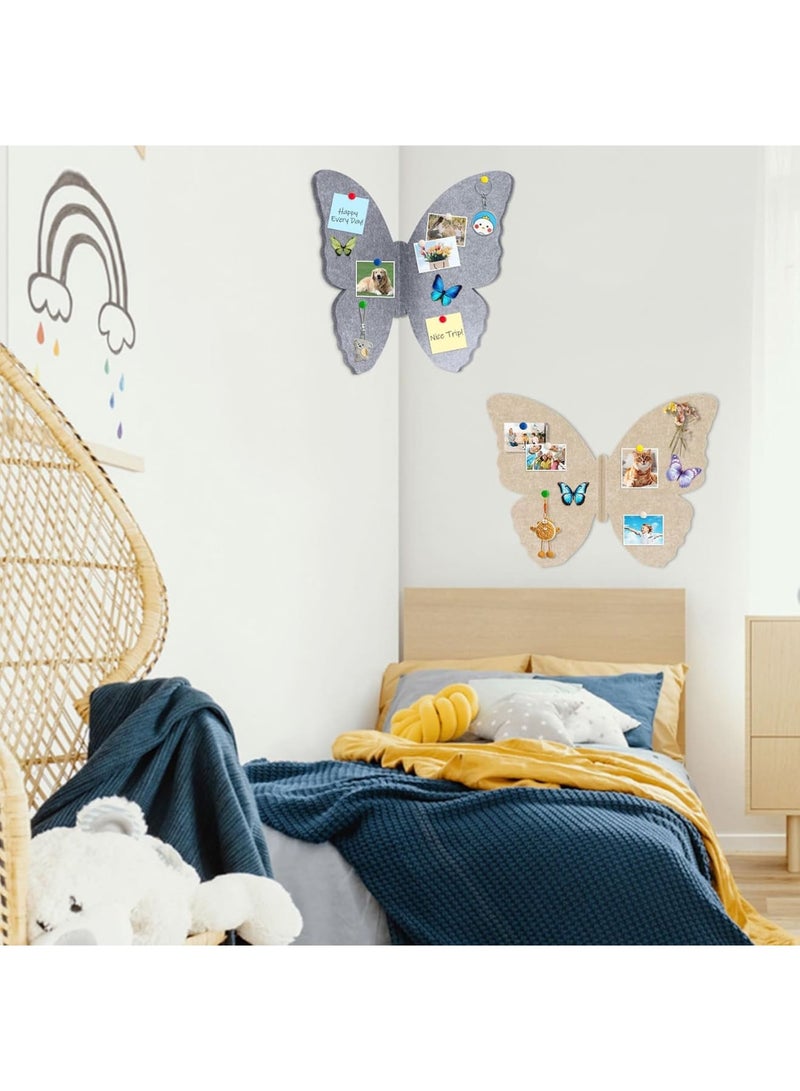 Butterfly Cork Boards with Felt Surface,Self-Adhesive Bulletin Boards for Wall Organization and Decoration,Ideal for Home,School,Office Use,Murals for Creative Display(2PCS,Camel u0026 Gray,16 x 12) - Image 5