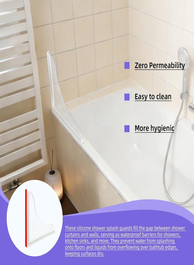 DEELEDM 2 Pcs Splash Guard for Bathtub, Durable Acrylic Splash Guard with Adhesive Backing, Featuring 4 Pcs Shower Curtain Clips for Use in Bathtubs to Prevent Water Splashing Out - Image 4