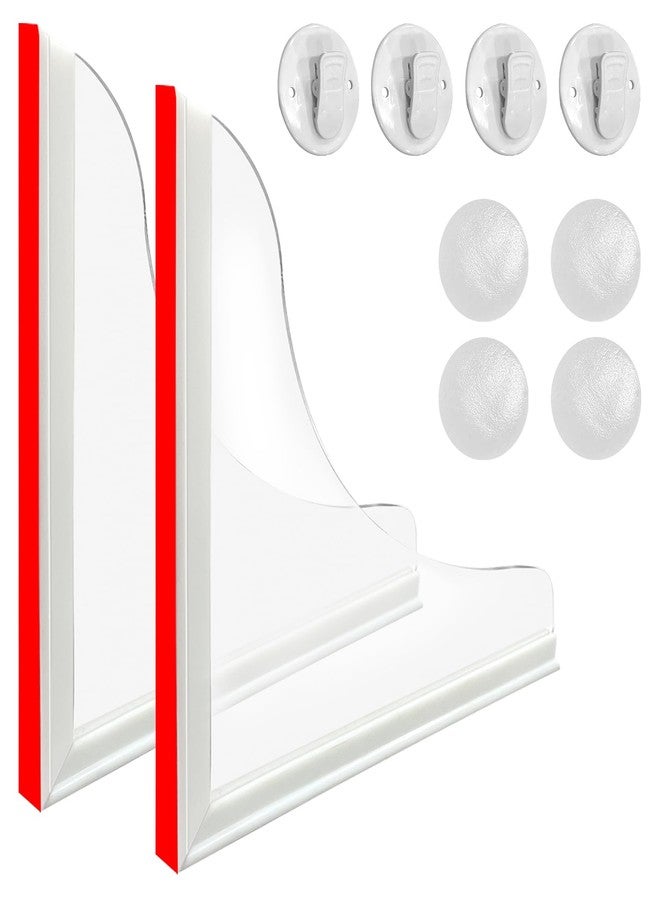 DEELEDM 2 Pcs Splash Guard for Bathtub, Durable Acrylic Splash Guard with Adhesive Backing, Featuring 4 Pcs Shower Curtain Clips for Use in Bathtubs to Prevent Water Splashing Out - Image 1