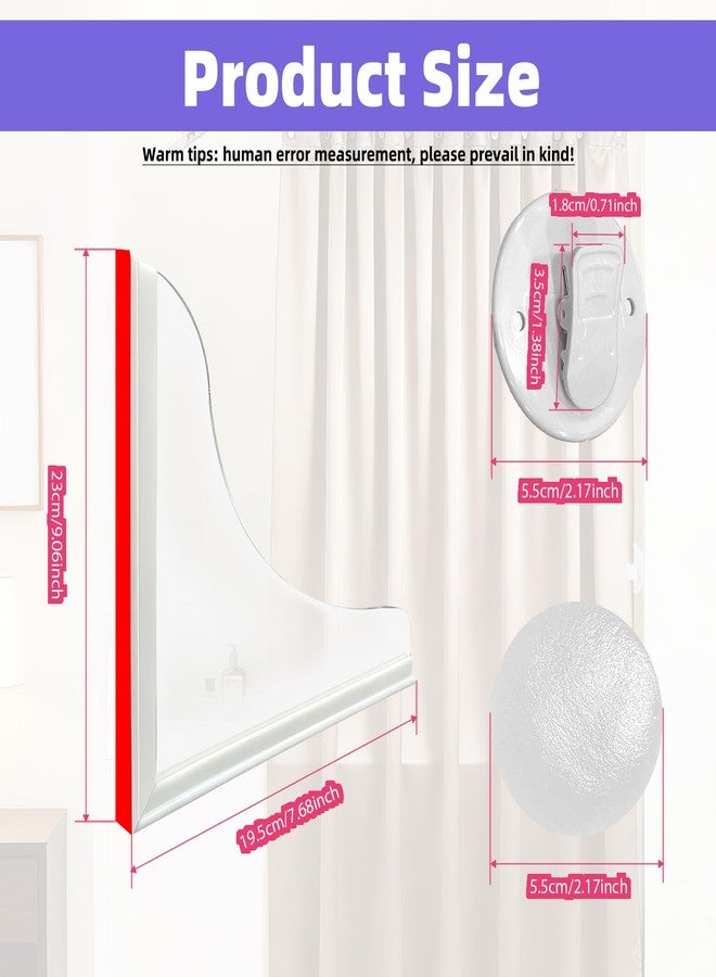 DEELEDM 2 Pcs Splash Guard for Bathtub, Durable Acrylic Splash Guard with Adhesive Backing, Featuring 4 Pcs Shower Curtain Clips for Use in Bathtubs to Prevent Water Splashing Out - Image 2