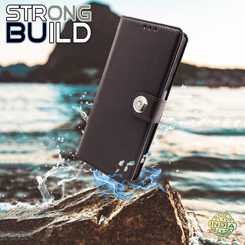 Pikkme Vivo Y12s / Y20 / Y20i / Y20G Flip Cover Leather Finish | Inside TPU with Card Pockets | Wallet Stand and Shock Proof | Complete Protection Flip Case (Button Coffee) - Image 2