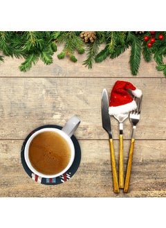 Paper Plane Design Paper Plane Design Christmas Wooden Tea Coasters for Drinks Merry Christmas Decoration Item Set of 6 Christmas Coaster  - Image 3