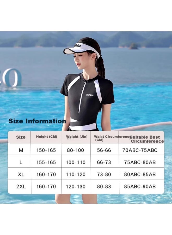 F.dyraa Women's One-piece Quick-drying Swimsuit Covering Meat And Slimming Plus Size Swimsuit Spa Swimming Two-piece Set 15045 White L - Image 4