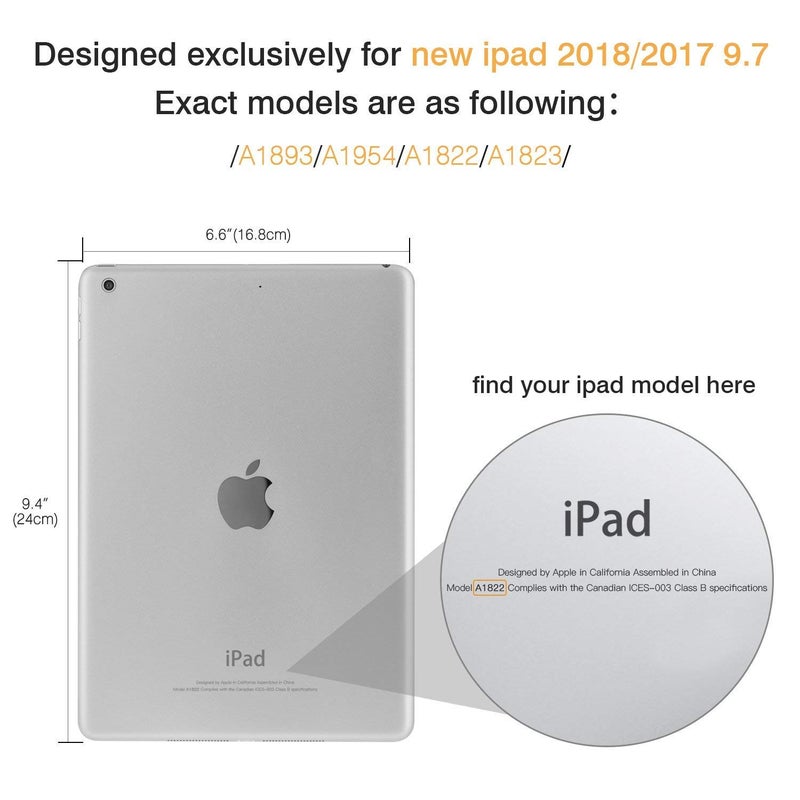 Moca Compatible Smart flip Cover case for Apple iPad 9.7 inch 2017 2018 iPad 5th 6th Generation A1893 A1954 A1822 A1823 Smart case Cover (Grey) - Image 2