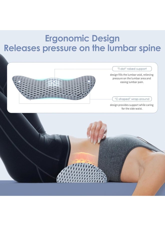 تراسل وسادة أسفل الظهر، وسادة دعم أسفل الظهر من الإسفنج الميموري فوم لكرسي المكتب ومقعد السيارة، وسادة ظهر انسيابية مريحة لتخفيف آلام أسفل الظهر، للجلوس والقيادة والسفر - Image 3