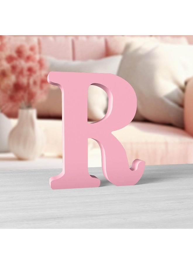 TPGP 6 Inch Pink Wood Letters for Wall Decor - Unfinished Decorative Standing Large Letters for Home Party Craft Projects (R) - Image 1