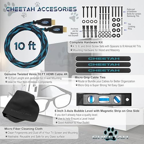 Cheetah APTMLB Tilt TV Wall Mount for 37-80" TVs, Newer Displays up to 100", 165lbs and VESA 800, Low 1.3" Profile, Fits 32" Studs, Universal LCD LED Curved or Flat Screen Tilting Mounting Bracket - Image 2