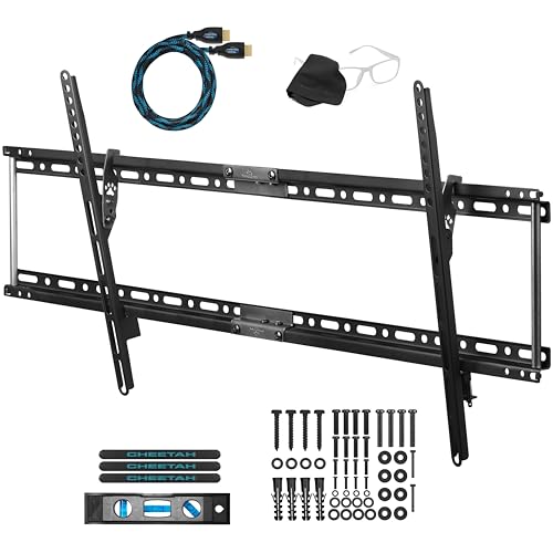 Cheetah APTMLB Tilt TV Wall Mount for 37-80" TVs, Newer Displays up to 100", 165lbs and VESA 800, Low 1.3" Profile, Fits 32" Studs, Universal LCD LED Curved or Flat Screen Tilting Mounting Bracket - Image 1