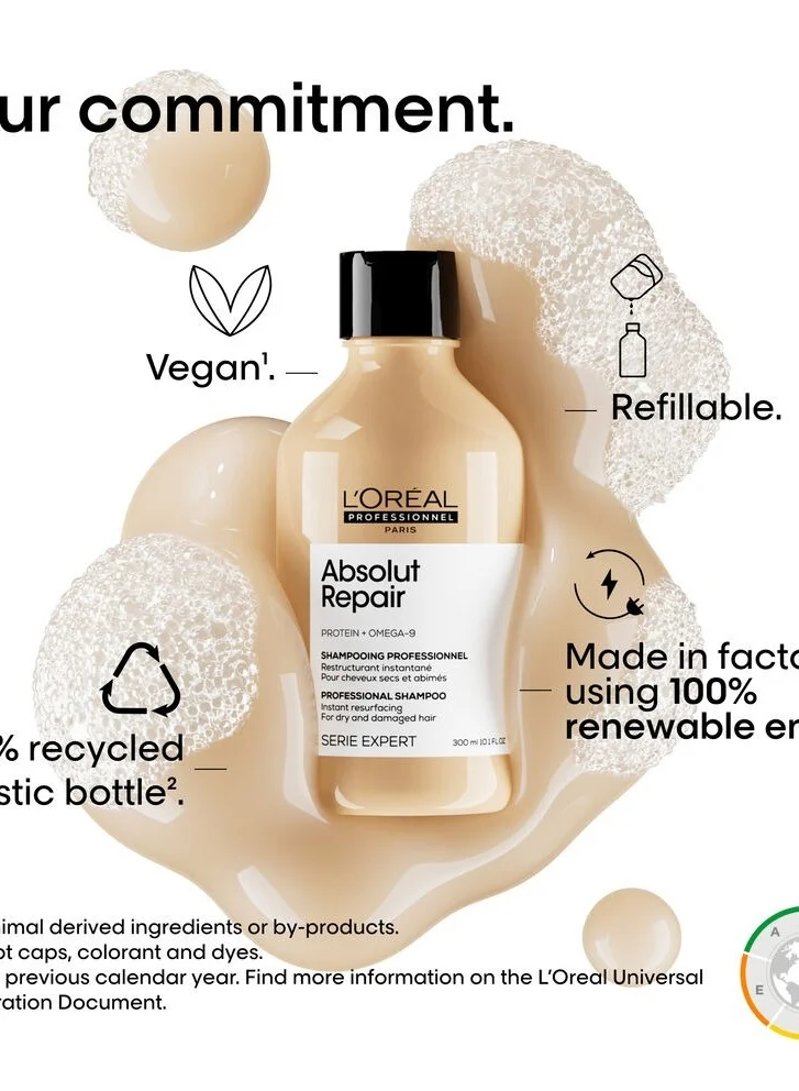 لوريال بروفيسيونال لوريال بروفيسيونيل | شامبو أبسولوت ريبير | غني بالبروتين والكينوا الذهبي للشعر الجاف والتالف | سيري إكسبرت | 500 مل