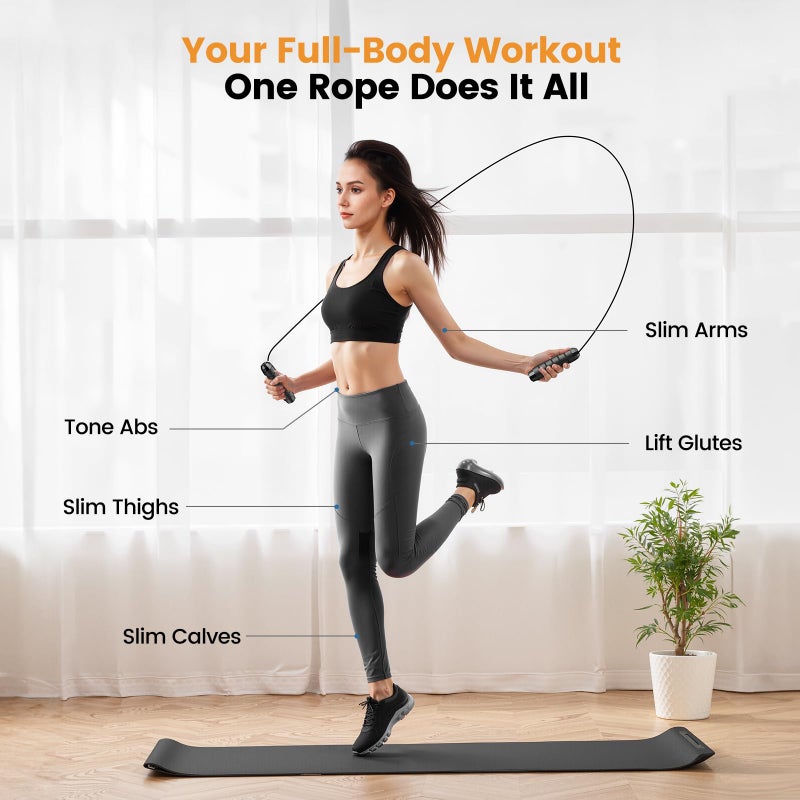 SKIFUL Jump Rope â€“ Tangle-Free High-Speed Skipping Rope with Ball Bearings for Men, Women & Kids, Adjustable Steel Wire Rope with Ergonomic Foam Handles, Exercise Equipment for Home Gym, Fitness & Slim Body - Image 3