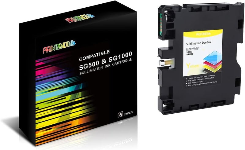 PRINTANDINK SG500 SG1000 Ultra High Definition dye Sublimation Ink Cartridge Yellow with Latest firmware Version 3.6.0 and Compatible with Sawgrass Virtuoso SG500 SG1000 - Image 1