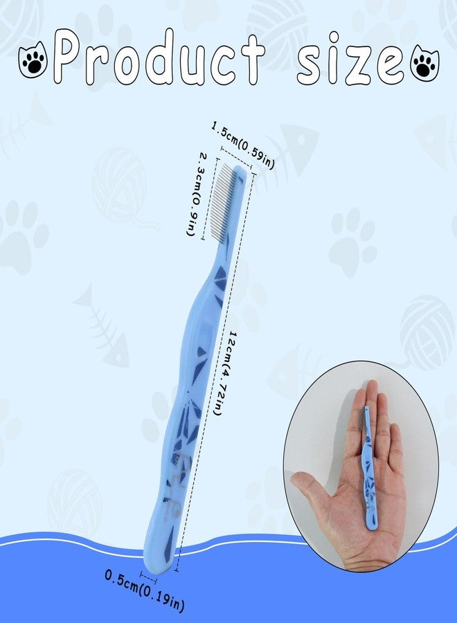 Andiker Small Dog Comb, Cat Comb with Curved Stainless Steel Rounded Tips Fine Tooth Ergonomic Handle Practical Pet Comb for Dogs Cats Grooming Removing Tear Stain (Blue) - Image 2