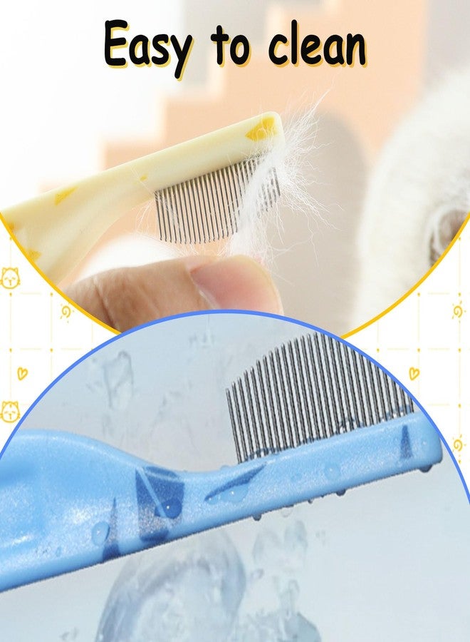 Andiker Small Dog Comb, Cat Comb with Curved Stainless Steel Rounded Tips Fine Tooth Ergonomic Handle Practical Pet Comb for Dogs Cats Grooming Removing Tear Stain (Blue) - Image 5