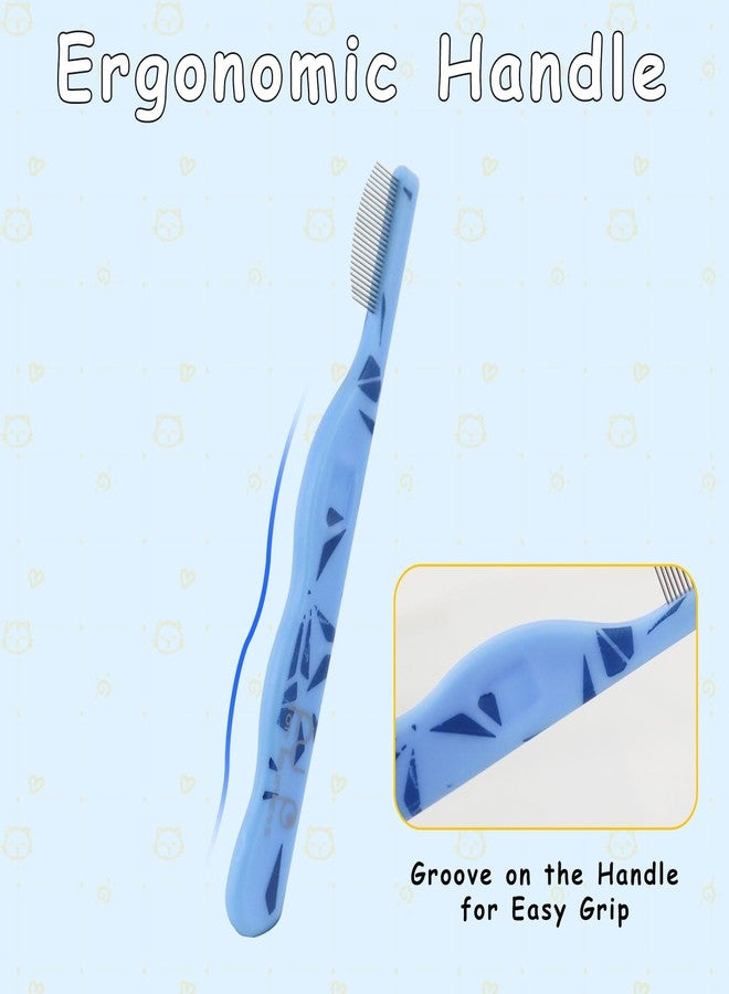 Andiker Small Dog Comb, Cat Comb with Curved Stainless Steel Rounded Tips Fine Tooth Ergonomic Handle Practical Pet Comb for Dogs Cats Grooming Removing Tear Stain (Blue) - Image 4