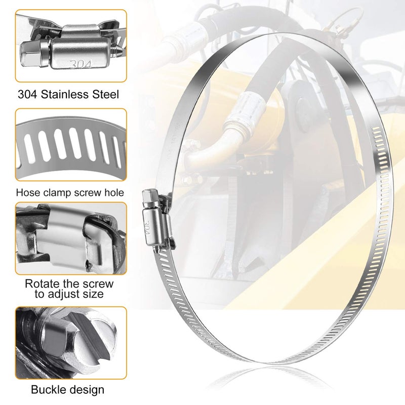 MIAHART 6 inch Hose Clamp Adjustable 304 Stainless Steel Duct Clamps Worm Gear Adjustable 141mm-165mm Hose Clamp (Pack of 6) - Image 4