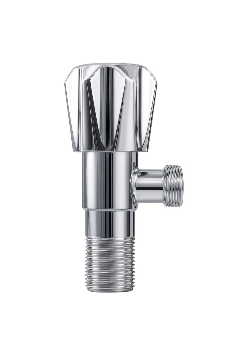 Premium Chrome-Plated Brass Angle Valve – 1/2 Inch Inlet, Rust-Resistant Water Control Valve for Bathroom, Kitchen, Toilet & Basin - Image 1