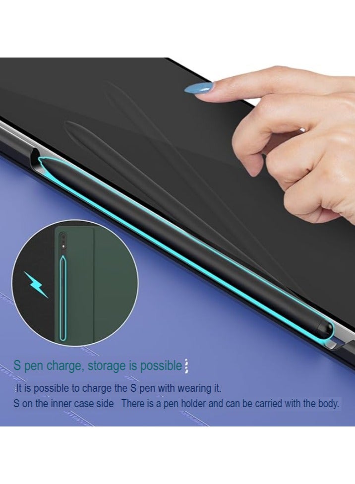 araree جراب Araree لهاتف Samsung Galaxy Tab S7Plus - S7FE - S8Plus مصنوع من جلد البولي يوريثان المقاوم للصدمات والخدش مع مساحة تخزين لقلم S Pen، سلسلة MIFOLIO - أخضر - Image 2