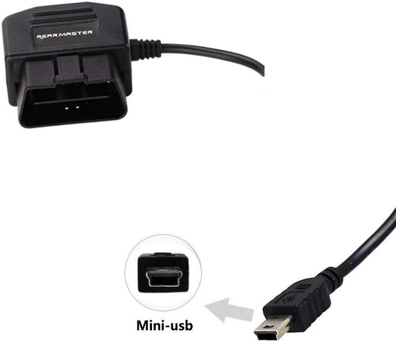 REARMASTER Universal OBD Power Cable for Dash Camera,24 Hours Surveillance/Acc Mode with Switch Button(Mini USB Port) - Image 2
