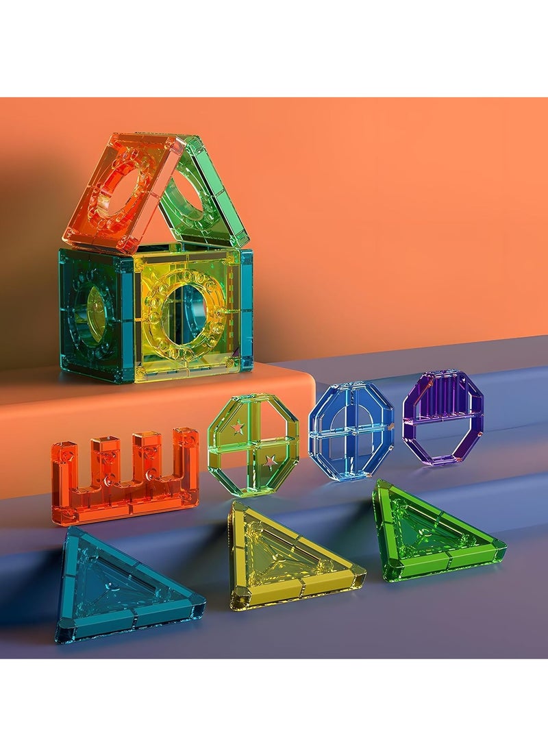 Magnetic Toys Building Block Set With Storage Box  Magnetic Tiles 158 PCS Building Blocks Magnet Toys for Kids Early Educational Building Toys Set 3D Magnet Puzzles Stacking Blocks for Boys Girls Set  - Image 4