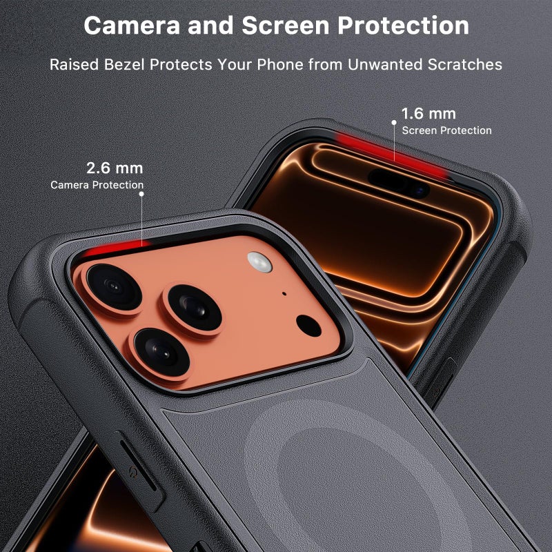 M MYBAT PRO حافظة M MYBAT PRO لجهاز iPhone 17 Pro Max مع مشبك حزام، سلسلة Maverick حافظة 17 Pro Max [متوافقة مع Magsafe] مع واقي شاشة، مضادة للسقوط، مع قاعدة قابلة للدوران 360 درجة، حماية ثقيلة - Image 4