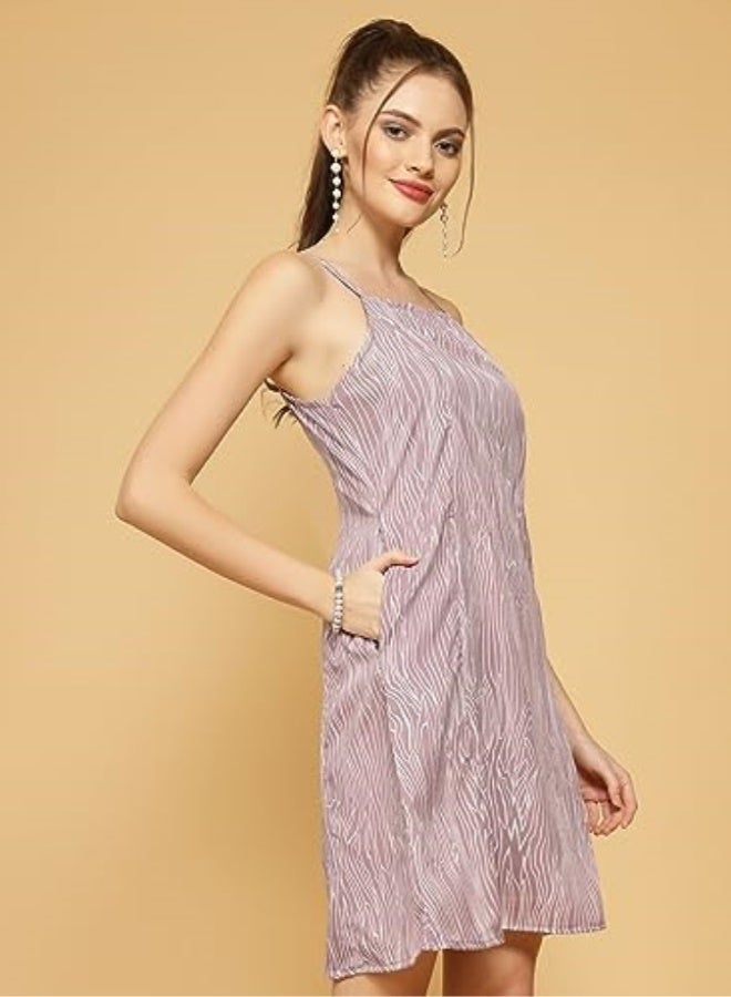 Oomph! Women Mini/Short Sheath Dress in Crepe Fabric with Square Neck and No Sleeves - Image 4