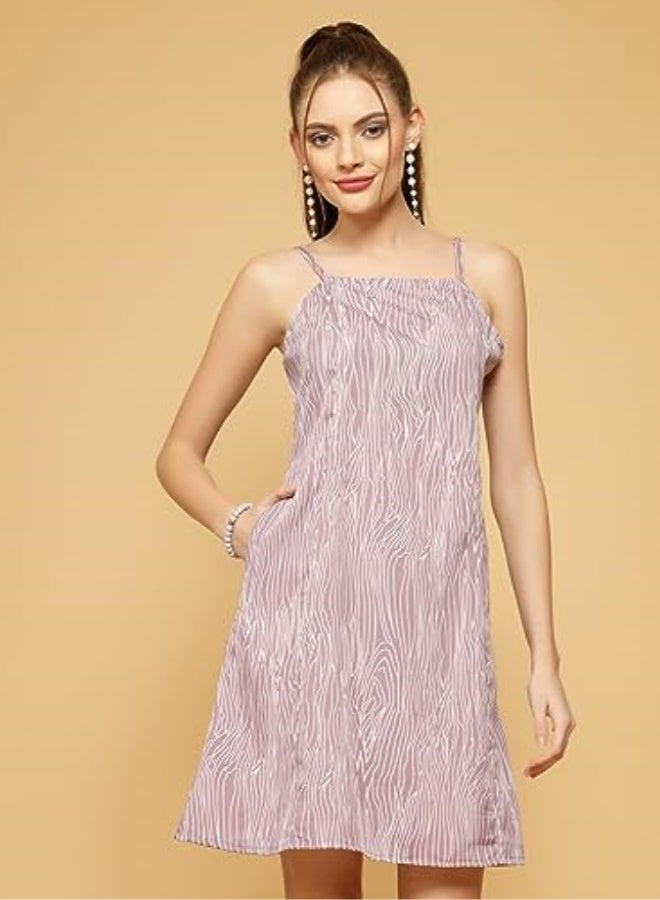 Oomph! Women Mini/Short Sheath Dress in Crepe Fabric with Square Neck and No Sleeves - Image 2