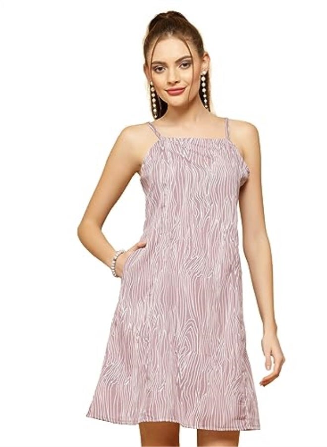 Oomph! Women Mini/Short Sheath Dress in Crepe Fabric with Square Neck and No Sleeves - Image 1