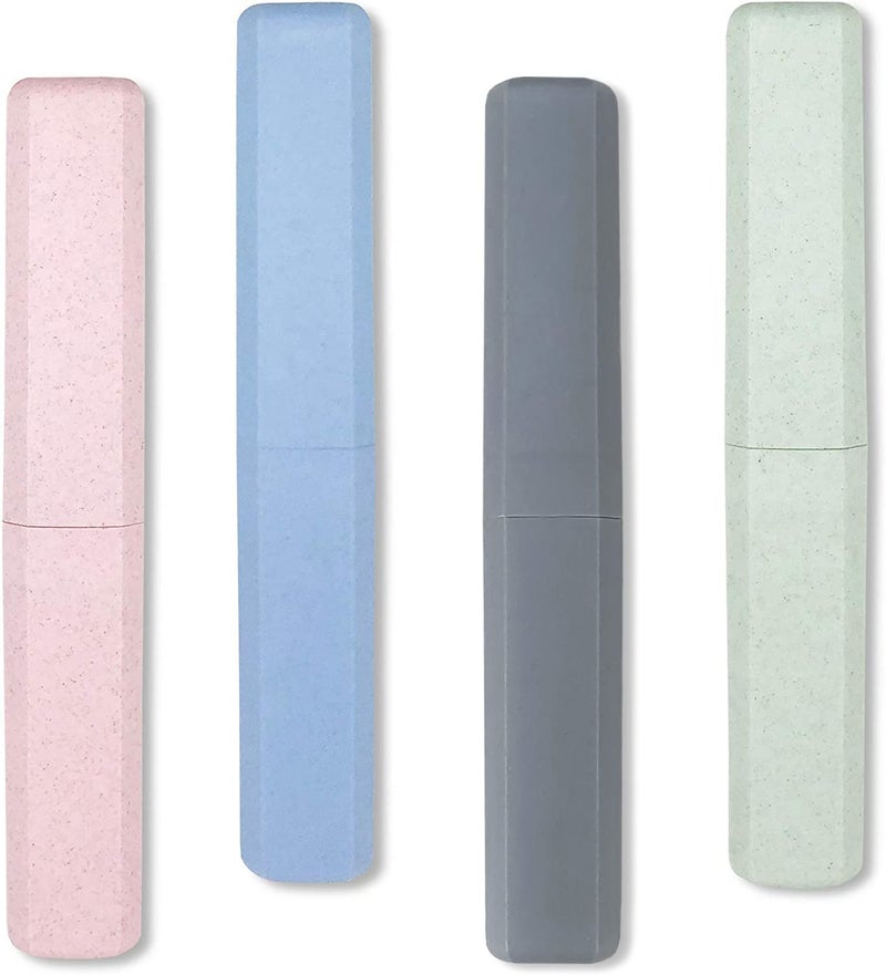 Mulbozy Travel Toothbrush Case Portable Toothbrush Protector Cover Breathable Wheat Straw Toothbrush Holder for Traveling Camping Business Home School Gym and More  4 Packs