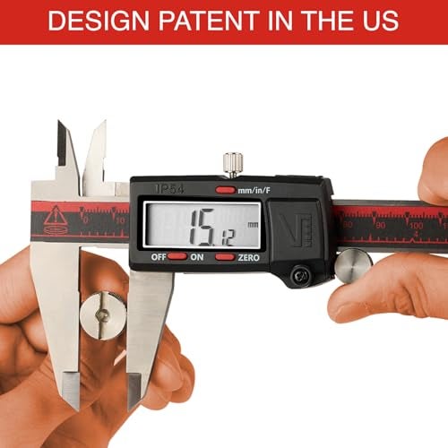 VINCA IP54 Grade Digital Caliper, DCLA-0805 8 Inch/200mm, Inch/Millimeter/Fractions Conversion, Stainless Steel, Large LCD Screen - Image 5