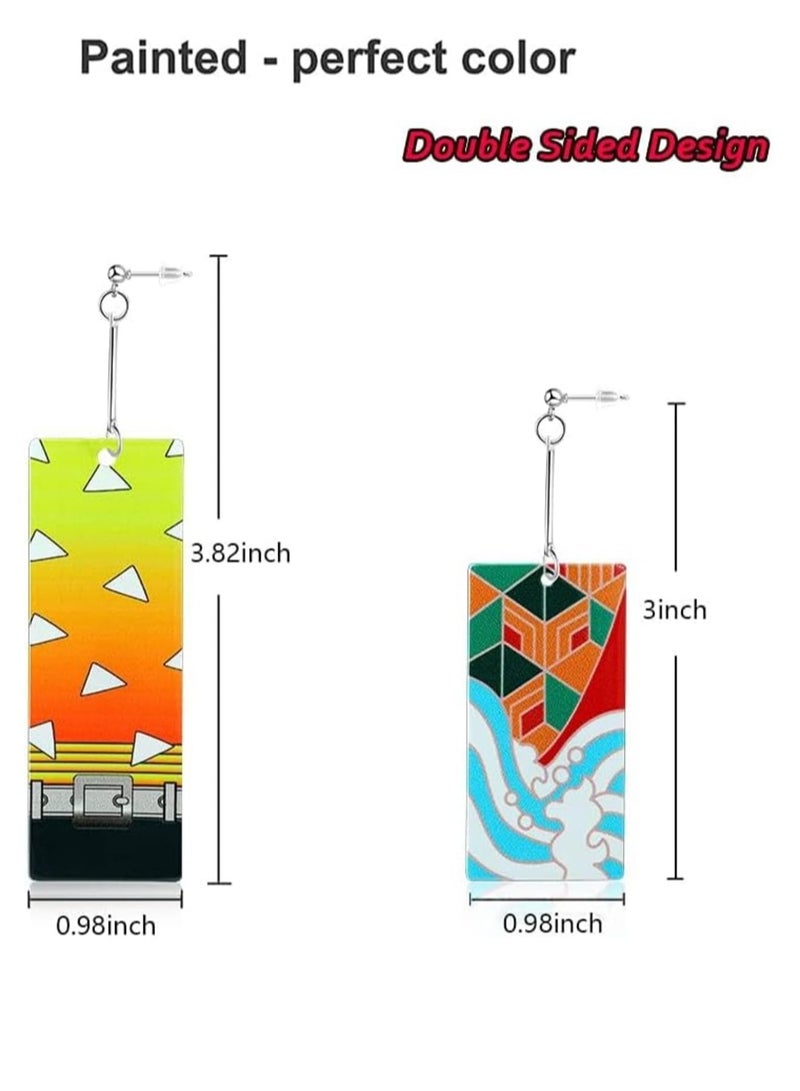 Zikra 12 Pairs Women's Tanjiro Earrings Anime Demon Slayer Earrings Cosplay Fashion Double-sided Acrylic Alloy Resin Earrings - Image 5