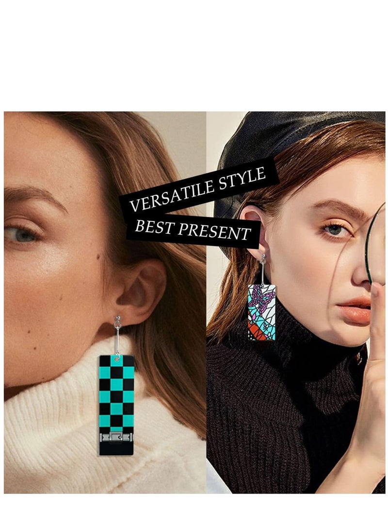 Zikra 12 Pairs Women's Tanjiro Earrings Anime Demon Slayer Earrings Cosplay Fashion Double-sided Acrylic Alloy Resin Earrings - Image 3