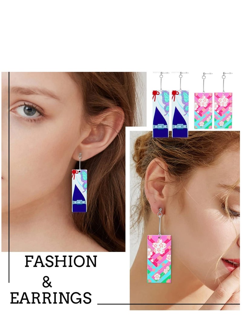 Zikra 12 Pairs Women's Tanjiro Earrings Anime Demon Slayer Earrings Cosplay Fashion Double-sided Acrylic Alloy Resin Earrings - Image 4