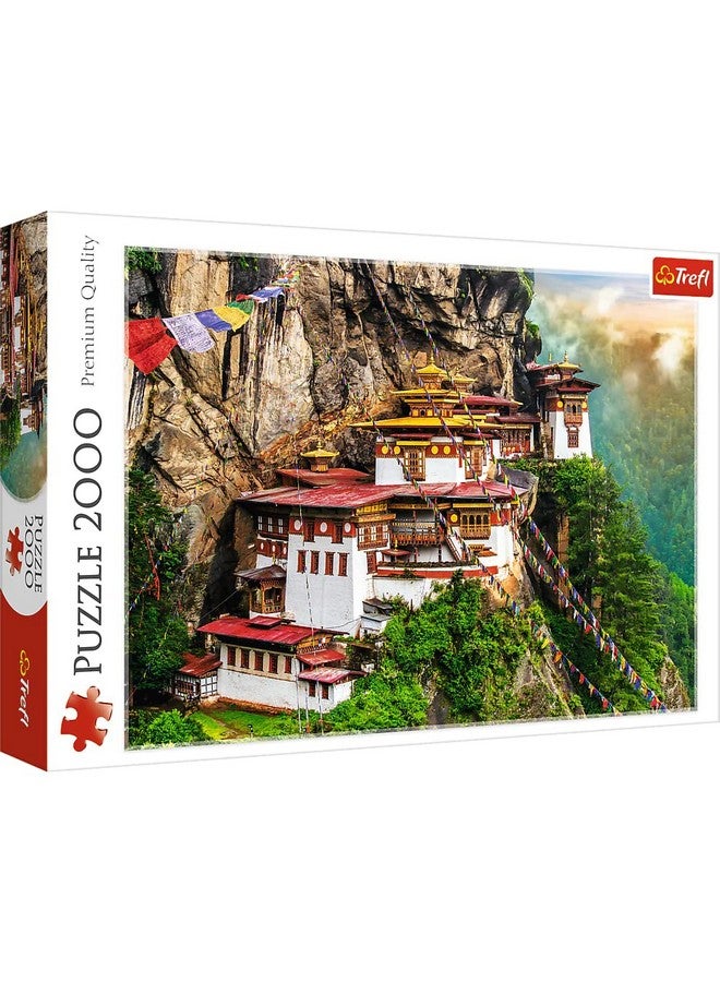 Trefl Tiger's Nest, Bhutan 2000 Piece Jigsaw Puzzle Red 38"x27" Print, DIY Puzzle, Creative Fun, Classic Puzzle for Adults and Children from 15 Years Old - Image 1