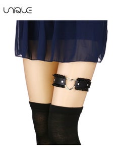 Unique 2Pcs Lace Heart Thigh Garter Belt, Adjustable Elastic Leg Garters for Women (Black)  - Image 4