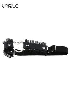Unique 2Pcs Lace Heart Thigh Garter Belt, Adjustable Elastic Leg Garters for Women (Black)  - Image 3