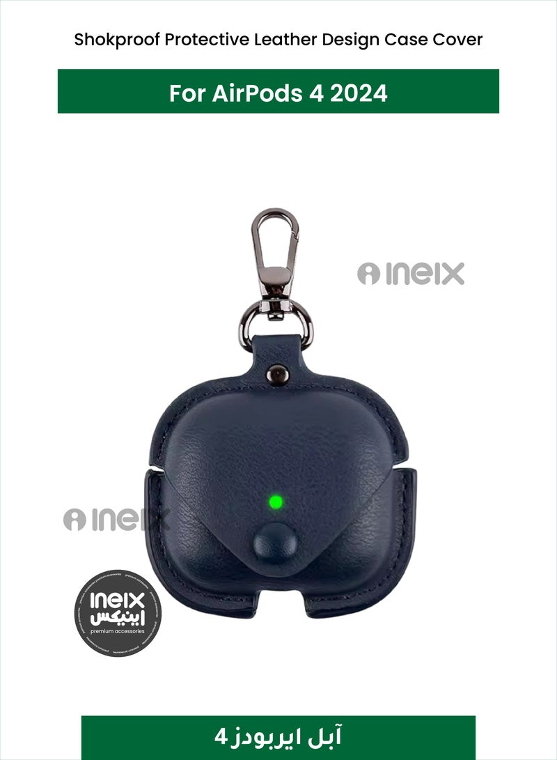 إينيكس جراب من السيلكون الشفاف مقاوم للصدمات لسماعات آبل ايربودز 4-أزرق بحري