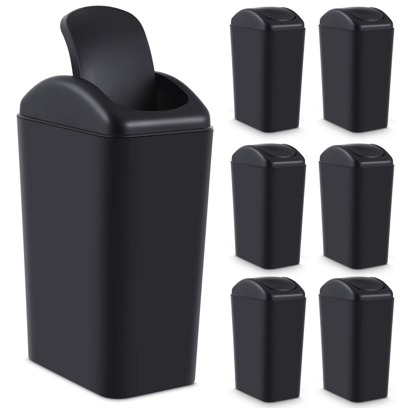 Hoolerry 2 Pcs 3 Gallon12 Liter Small Trash Can Plastic Kitchen Garbage with Lid Small Trash Bin for Bathroom Office Bedroom Kitchen Waste Outdoor Black