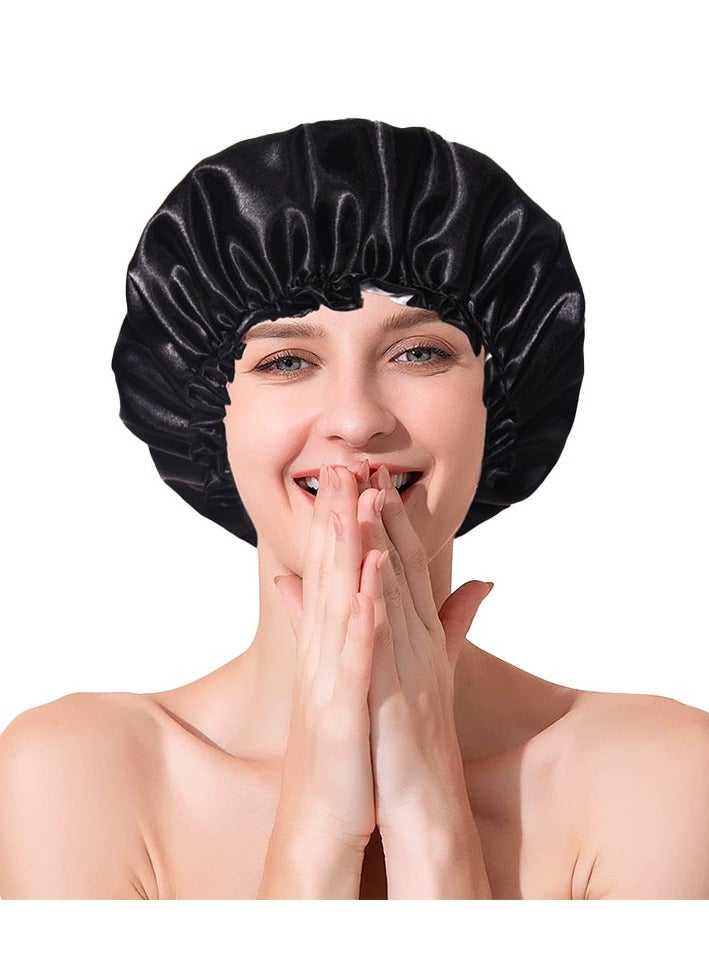 Women Shower Cap for Long Hair,Double Layer Waterproof, Reusable, Washable Shower Cap  - Image 2